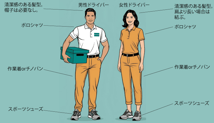 軽貨物ドライバーの服装(男女)